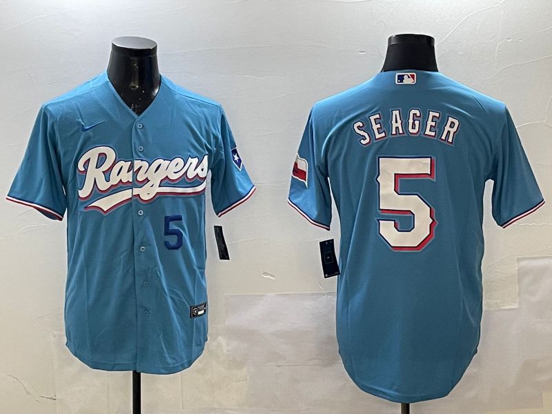 Men Texas Rangers #5 Seager Light Blue Game 2025 Nike MLB Jersey style 2->texas rangers->MLB Jersey